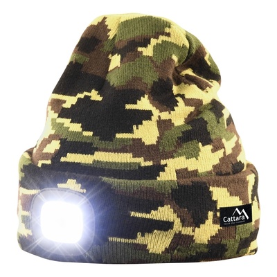 klobuk ARMY z LED svetilka Cattara USB polnjenje, Cattara